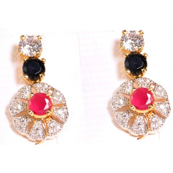 Ladies High Quality Earing With  Pink,Black & White Stone